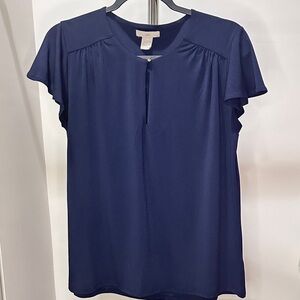 H&M Short Sleeve Blouse, Blue, Size Medium